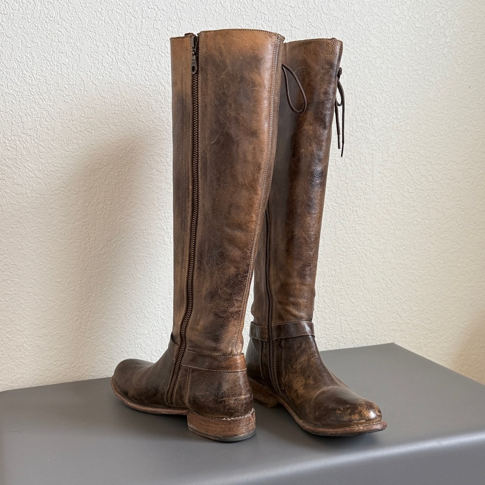 Bed Stu Distressed Tall Lace-Up Riding Boots in Distressed Brown - Picture 9 of 11